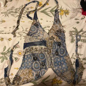 Y2K Paisley Backless Halter Top